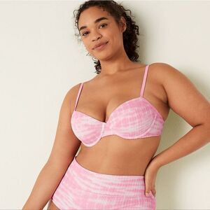 New With Tags Pink‎ Victoria's Secret Size Large Crinkle Push-Up Bikini Top